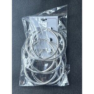 3 large hoop earrings Eve Collection Silvertone 3 Inch diameter glam hip hop